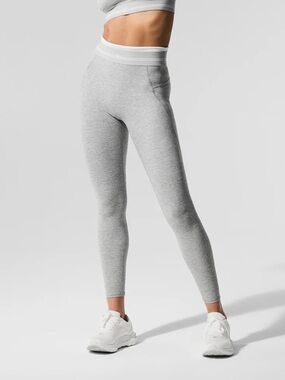Alo Alosoft Better Together Leggings, Size M, in Athletic Heather and White